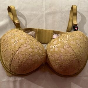 Victoria's Secret Gold Floral Lace Bra
